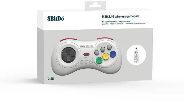 Alt view image 5 of 5 - 8Bitdo M30 2.4G Wireless Gamepad Controller for Sega Genesis Mini and Mega Drive Mini and Nintendo Switch - White