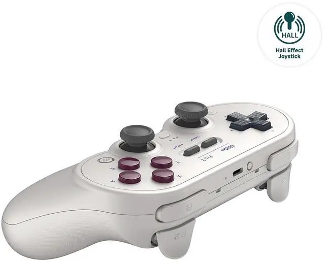 Alt view image 3 of 5 - 8Bitdo Pro 2 Bluetooth Wireless Gaming Controller with Hall Effect Joystick Update for Switch, PC, Android, and Steam Deck & Apple - G Classic