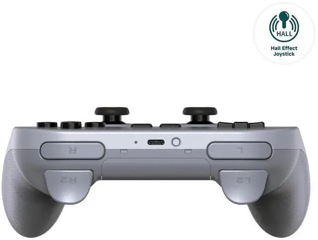 Alt view image 2 of 5 - 8Bitdo Pro 2 Bluetooth Wireless Gaming Controller with Hall Effect Joystick Update for Switch, PC, Android, and Steam Deck & Apple - Gray