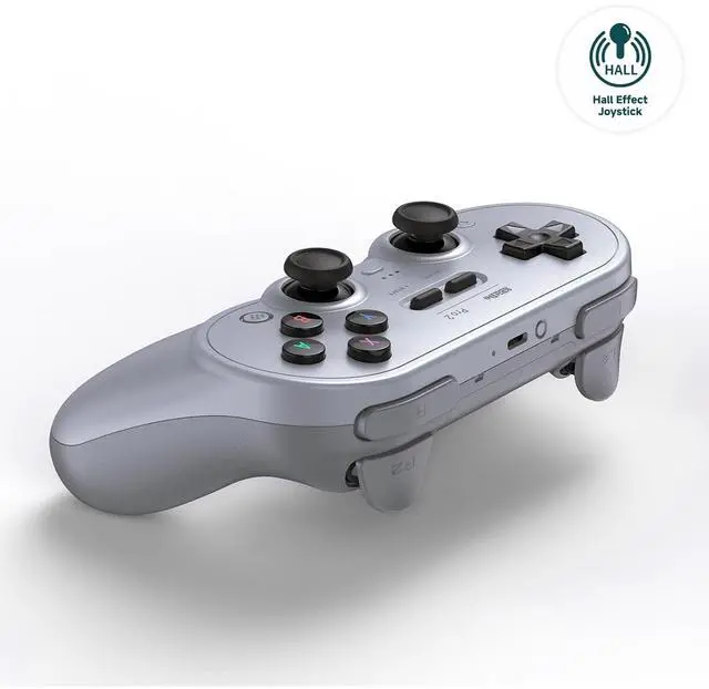 Alt view image 3 of 5 - 8Bitdo Pro 2 Bluetooth Wireless Gaming Controller with Hall Effect Joystick Update for Switch, PC, Android, and Steam Deck & Apple - Gray