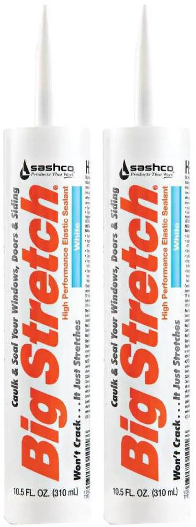 Main image of Sashco 10016 10.5oz Big Stretch High Performance Interior Exterior Weatherproof Seal Caulk - White - 2 Pack