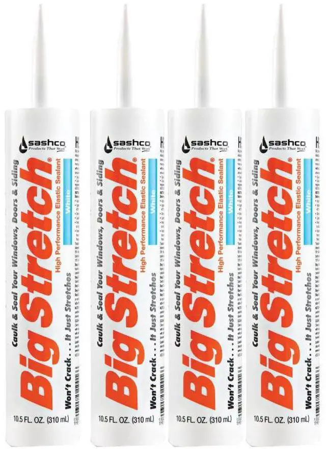 Main image of Sashco 10016 10.5oz Big Stretch High Performance Interior Exterior Weatherproof Seal Caulk - White - 4 Pack
