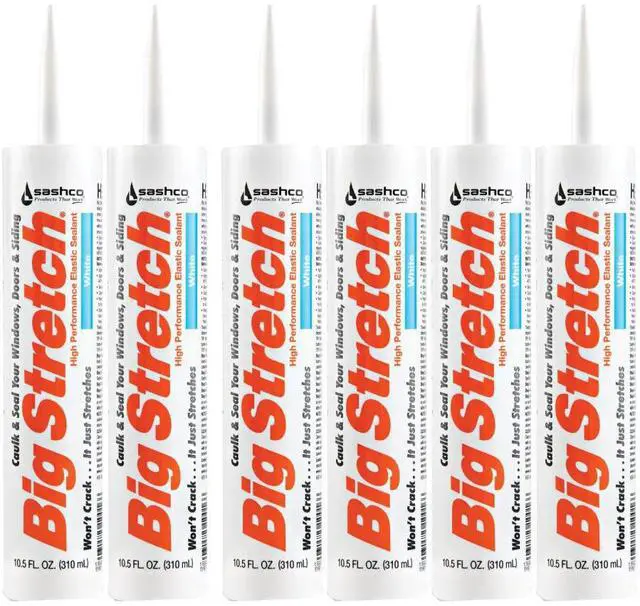 Main image of Sashco 10016 10.5oz Big Stretch High Performance Interior Exterior Weatherproof Seal Caulk - White - 6 Pack
