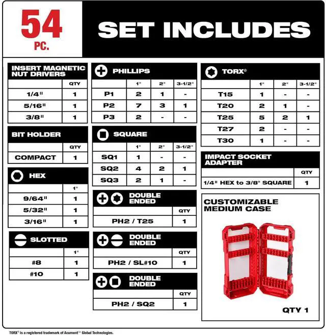 Alt view image 3 of 4 - Milwaukee 48-32-4010 SHOCKWAVE Impact Duty Alloy Steel Screw Driver Bit Set - 54 Piece Set
