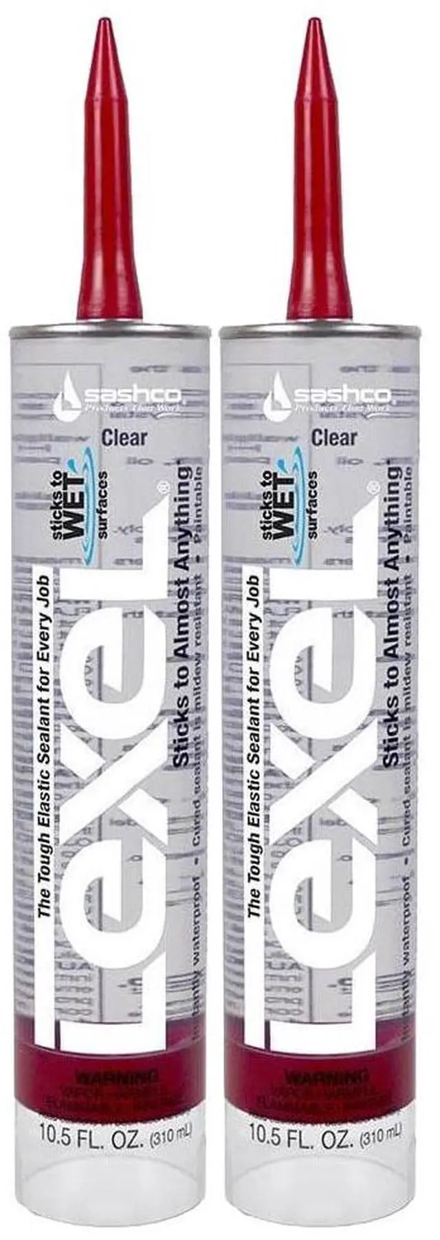 Alt view image 2 of 6 - Sashco Lexel 2 Pack 10.5 oz Kitchen Bath Multi-Use Clear Paintable Solvent Adhesive Caulk - 13010