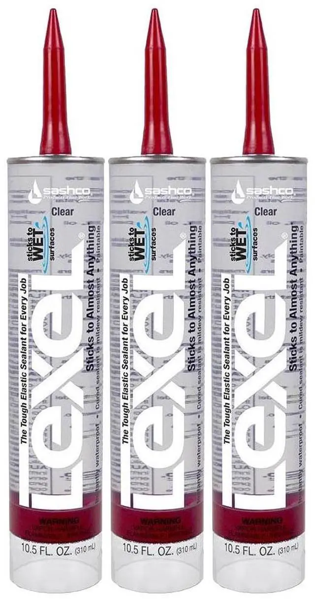 Alt view image 2 of 6 - Sashco Lexel 3 Pack 10.5 oz Kitchen Bath Multi-Use Clear Paintable Solvent Adhesive Caulk - 13010