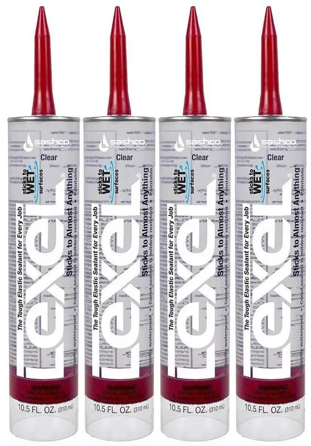 Alt view image 2 of 6 - Sashco Lexel 4 Pack 10.5 oz Kitchen Bath Multi-Use Clear Paintable Solvent Adhesive Caulk - 13010