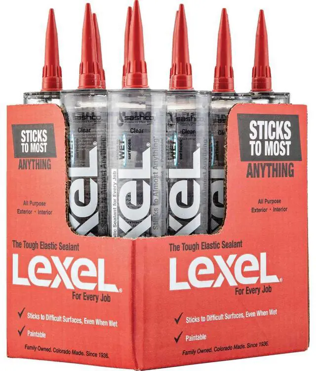 Main image of Sashco Lexel 18 Pack 10.5 oz Kitchen Bath Multi-Use Clear Paintable Solvent Adhesive Caulk - 13010