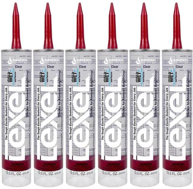 Main image of Sashco Lexel 6 Pack 10.5 oz Kitchen Bath Multi-Use Clear Paintable Solvent Adhesive Caulk - 13010