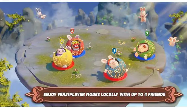 Alt view image 5 of 7 - Nintendo Switch Neon Red & Blue OLED Console with Rabbids: Party of Legends, MightySkins Console and Controller Skin Voucher, and 1 Year CPS Extended Warranty