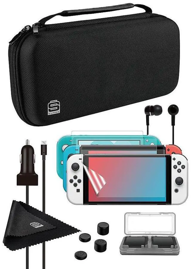 Alt view image 5 of 7 - Nintendo Switch White OLED Console with Super Smash Bros. Ultimate, Surge Accessory Gaming Kit, MightySkins Console and Controller Skin Voucher, and 1 Year CPS Extended Warranty