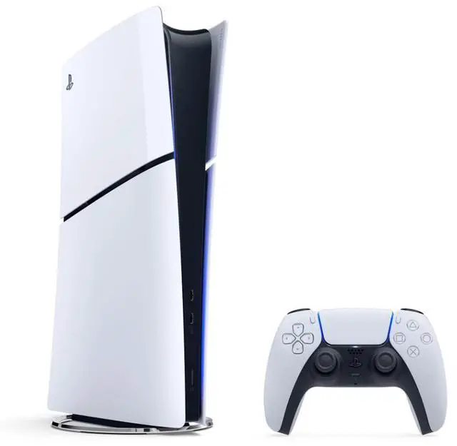 Alt view image 2 of 7 - Sony PlayStation 5 Slim Digital Bundle with Disc Drive, Vertical Stand, MightySkins Voucher, and 1 Year Extended Warranty