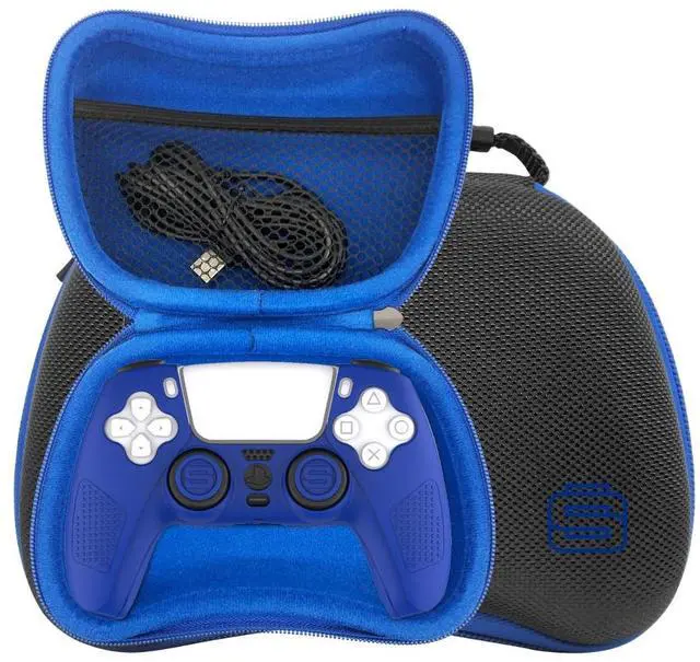 Alt view image 4 of 7 - Sony PlayStation 5 Slim Disc Astro Bot, Spider-Man Miles Morales Bundle with Extra Cobalt Blue Controller, Pro Gamer Starter Kit, MightySkins Code and 2 Year Extended Warranty