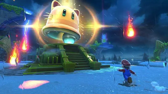 Alt view image 5 of 7 - Nintendo Switch Neon Red & Blue OLED Console with Super Mario 3D World + Bowsers Fury, MightySkins Console and Controller Skin Voucher, and 2 Year CPS Extended Warranty