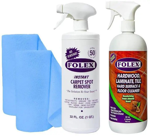 Main image of Folex Instant Carpet Spot Remover Carpet Cleaner and Hardwood, Laminate, Tile & Floor Cleaner with 2x Reusable Cleaning Cloth Bundle - 1 Pack