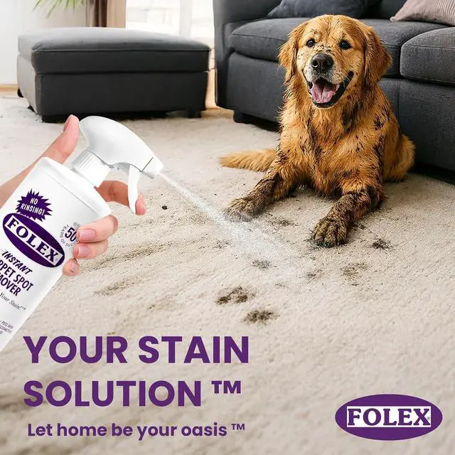 Alt view image 3 of 5 - FOLEX Instant Carpet Spot Remover 32 oz Powerful Stain Remover for Carpets, Upholstery & Rugs Eliminates Pet Stains, Grease, Red Wine, Food, Makeup & More With Reusable Cleaning Cloth 6 Pack