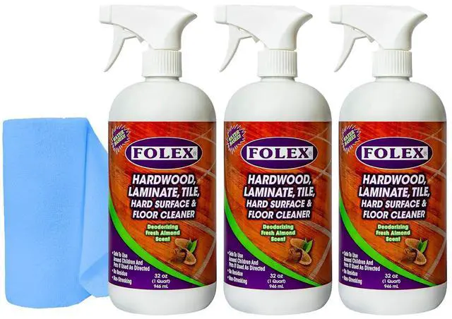 Main image of Folex Hardwood, Laminate, Tile, Hard Surface & Floor Cleaner with Reusable Cleaning Cloth, Fresh Almond Scent, Residue and Streak Free - 3 Pack