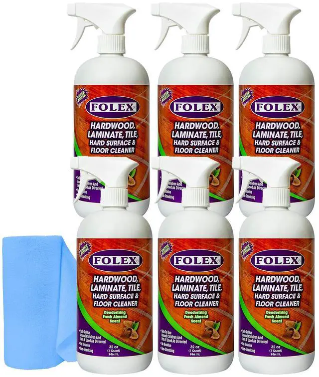 Main image of Folex Hardwood, Laminate, Tile, Hard Surface & Floor Cleaner with Reusable Cleaning Cloth, Fresh Almond Scent, Residue and Streak Free - 6 Pack