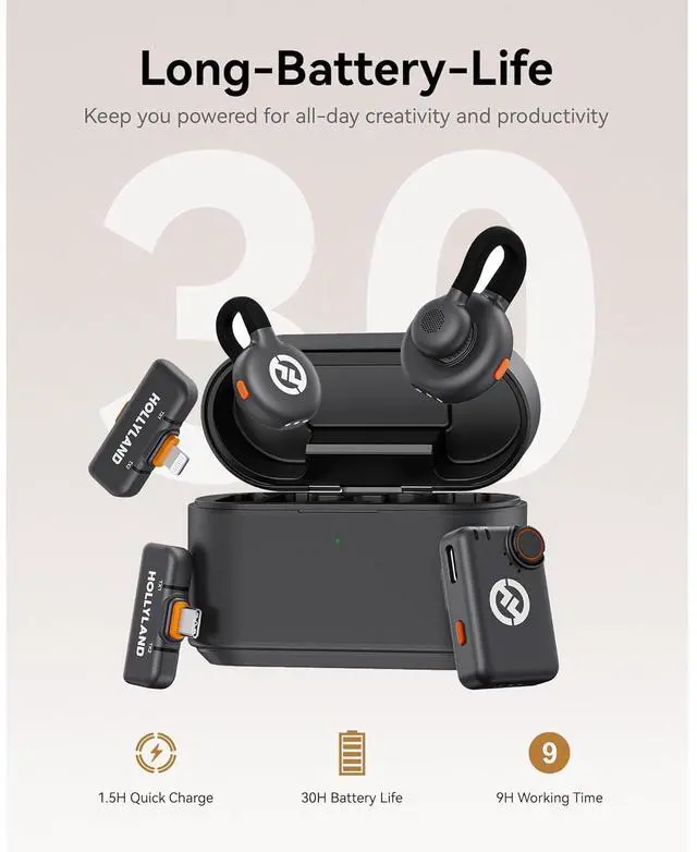 Alt view image 13 of 16 - Hollyland Lark M2S Ultimate Combo (Camera RX+USB-C RX+Lightning RX) Wireless Lavalier Microphone for iPhone/Camera/Android/PC, Compact Mic, Titanium Clip, Noise Cancelling, Content Creation