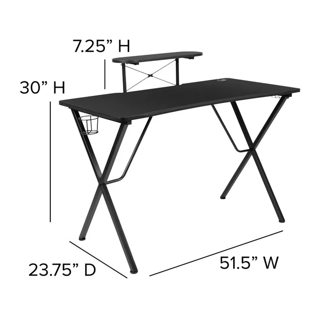 Alt view image 18 of 20 - Flash Furniture 52"W Table Desk Black (NAN-RS-G1031-BK-GG) NANRSG1031BK