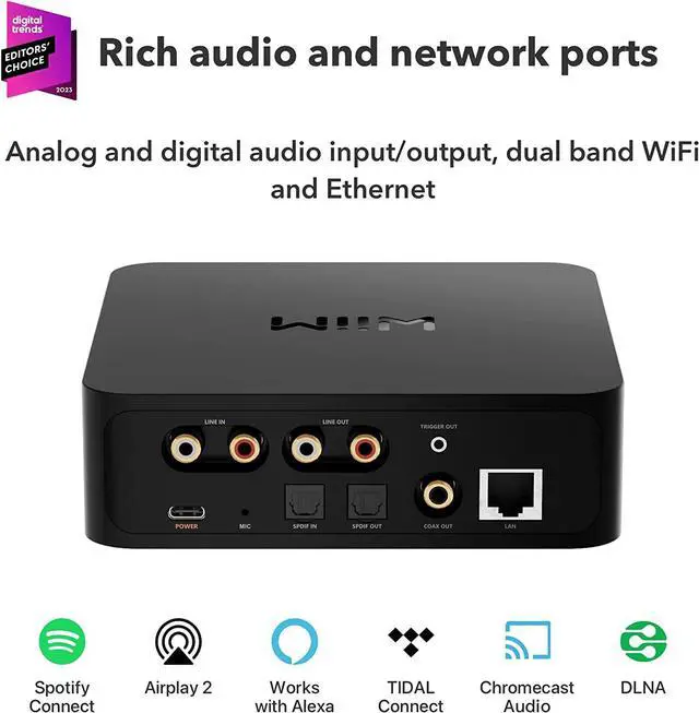 Alt view image 2 of 5 - WiiM PRO AirPlay 2 Receiver Chromecast Hi-Res Audio WiFi Multiroom Streamer, Works with Alexa, Siri, Google