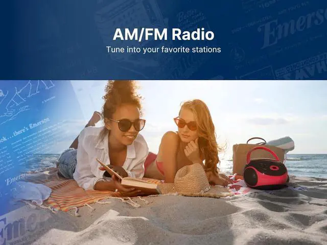 Alt view image 6 of 6 - Emerson EPB-3000 Portable CD Player with AM/FM Radio, Programmable Memory, Dual Stereo Speakers - Blue