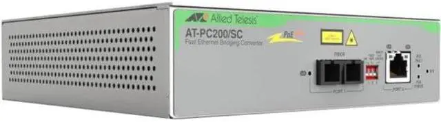 Alt view image 7 of 7 - Allied Telesis PoE+ to Fiber Switching Media Converter - Network (RJ-45) - 1x PoE+ (RJ-45) Ports - 1 x SC Ports - Multi-mode - Fast Ethernet, Gigabit Ethernet - 10/100/1000Base-T, 100Base-FX - Standal