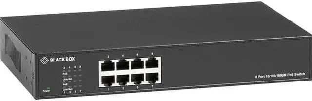 Alt view image 2 of 4 - BLACK BOX LPB1308A-R2 GIGABIT ETHERNET (1000-MBPS) POE+ SWITCH - (8) 10/100/1000-MBPS COPPER RJ45 POE+
