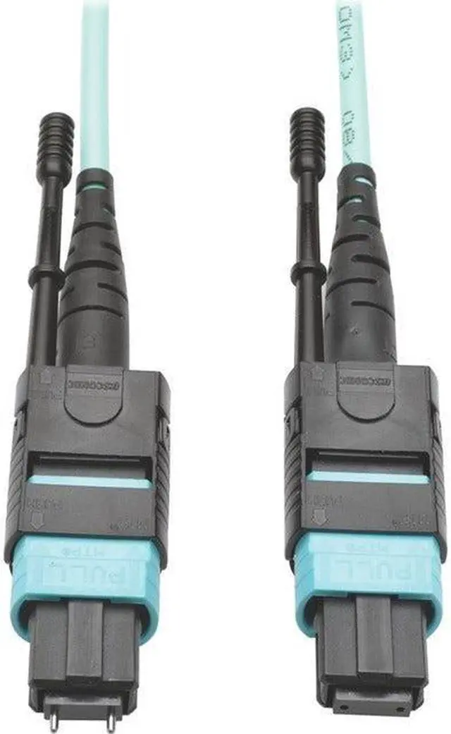 Alt view image 9 of 9 - Tripp Lite N842-05M-12-MF 16 ft. MTP/MPO Multimode Patch Cable, 12 Fiber, 40 GbE, 40 GBASE-SR4, OM3 Plenum-Rated (M/F), Aqua, 5 m (16 ft.)
