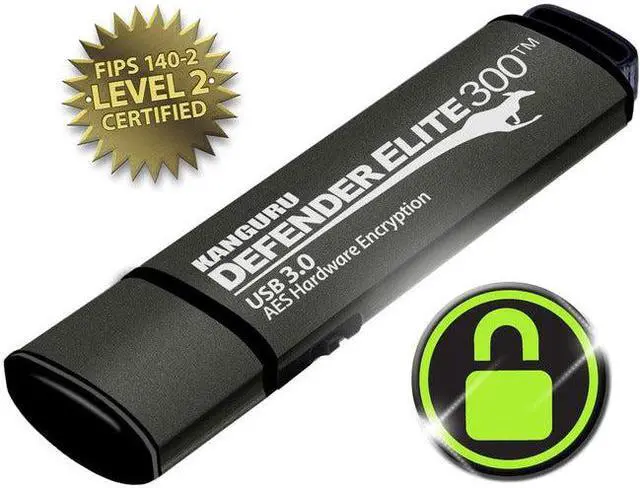 Alt view image 5 of 7 - Kanguru Defender Elite300 8GB FIPS 140-2 Certified, SuperSpeed USB 3.0 Flash Drive 256bit AES Encryption KDFE300-8G-PRO