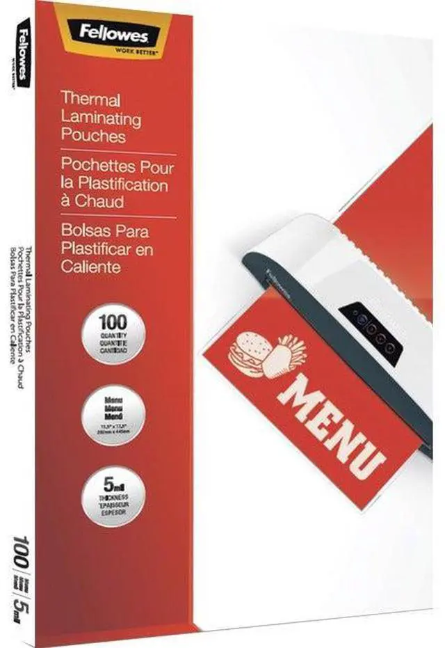 Alt view image 19 of 20 - Fellowes Thermal Laminating Pouches Menu 5 mil 100/Pack 5746001