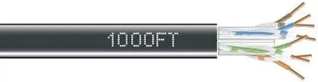 Main image of Black Box EYN880A-PB-1000 GigaTrue CAT6 550-MHz Solid Bulk Cable - Unshielded, CMR Grade PVC, Black, 1000-ft. Pull Box