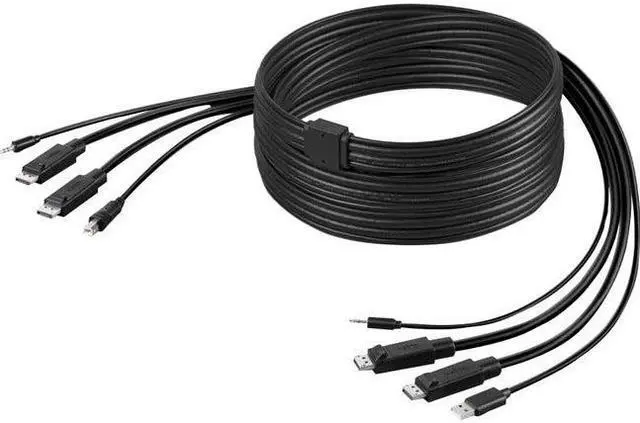 Alt view image 14 of 16 - Belkin F1D9020B10T 10ft Dual Head DP/USB/Audio M/M KVM Combo Cable Black
