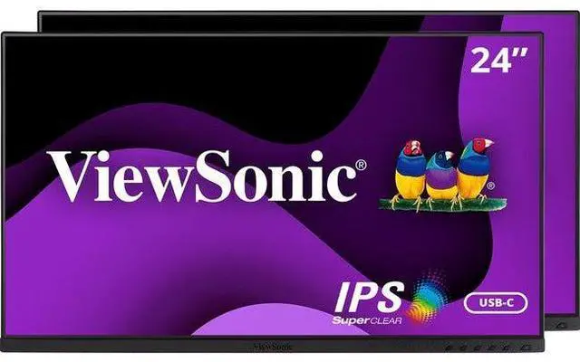 Alt view image 8 of 20 - ViewSonic VG2455_56A_H2 24 Inch Dual Pack Head-Only 1080p IPS Monitors with USB 3.2 Type C with 90W Power Delivery, Docking Built-In, HDMI, VGA for Home and Office