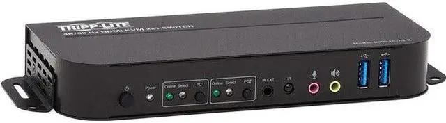Alt view image 14 of 19 - TRIPP LITE B005-HUA2-K 2-Port HDMI/USB KVM Switch - 4K 60 Hz, HDR, HDCP 2.2, IR, USB Sharing, USB 3.0 Cables