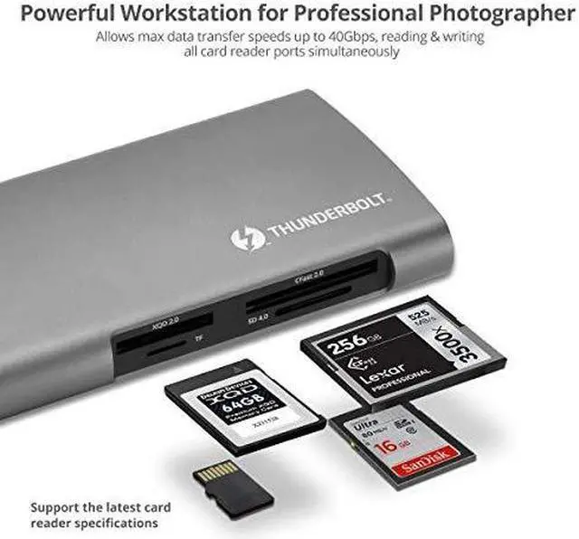 Alt view image 18 of 18 - Quad Display Thunderbolt 4 Docking Station & PD - Advanced Quad Display Thunderbolt 4 Docking Station with three Thunderbolt 4 USB-C, one DisplayPort, one HDIM, two USB-A 5G, two USB-A 480Mbps, on