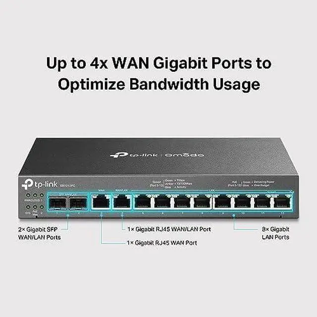 Alt view image 10 of 18 - TP-Link ER7212PC | Omada Router, PoE Switch & Controller 3-in-1 Gigabit VPN Router | Up to 4 WAN | 8 PoE+ LAN Port @ 110W | Fanless | Easy Installation | Load Balance