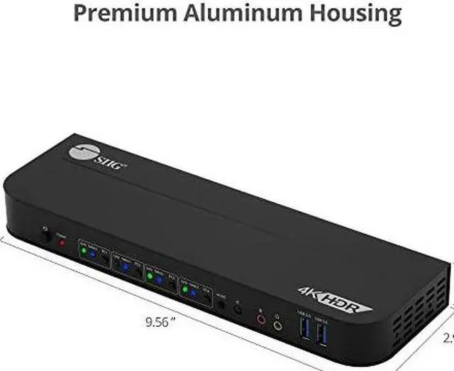 Alt view image 7 of 14 - SIIG 4-Port 4K KVM Switch HDMI with Remote Control, 1x HDMI Output, 2X USB 3.2 Type-A Ports, EDID Bypass, Compatible with Windows and Mac (CE-KV0F11-S1)