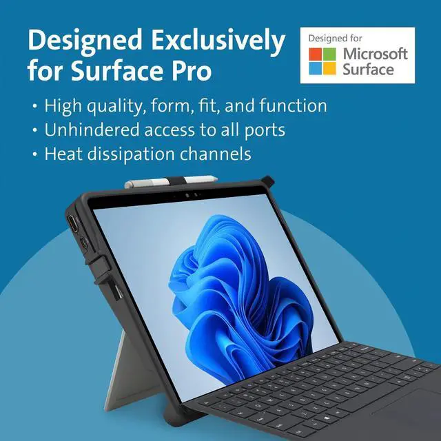 Alt view image 7 of 12 - Kensington BlackBelt Rugged Carrying Case Microsoft Surface Pro 9 Tablet, Stylus - Drop Resistant - Hand Strap