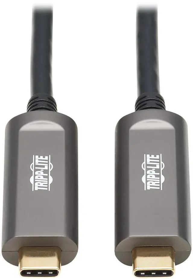 Main image of Tripp Lite USB-C Fiber (10 Gbps) Data Cable, USB 3.2 Active Optical Cable, Male to Male, Black, Plenum-Rated for in Wall & Ceiling Installations, 33" to 98" Length, 3-Year Warranty (U420F-D3 Series)