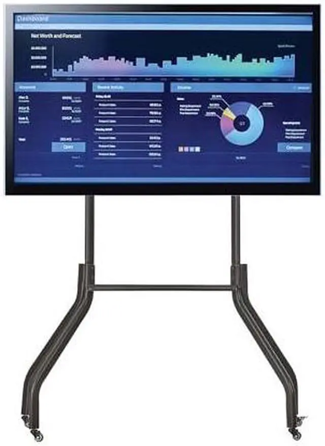 Alt view image 3 of 9 - Tripp Lite Mobile Rolling TV Cart for Television Displays, Wide Legs for Extra Stability, Locking Casters, Height Adjustable, Durable Metal Frame, 5-Year Warranty (DMCWL Series)