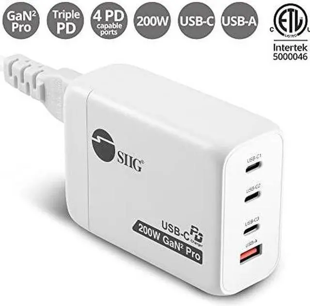 Alt view image 12 of 17 - SIIG 200W GaN PD Combo Charger 3C1A ACPW1V11S1