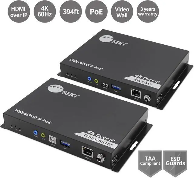Alt view image 9 of 14 - SIIG 4K60Hz 18Gbps HDMI over IP Matrix Kit CEH28A11S1
