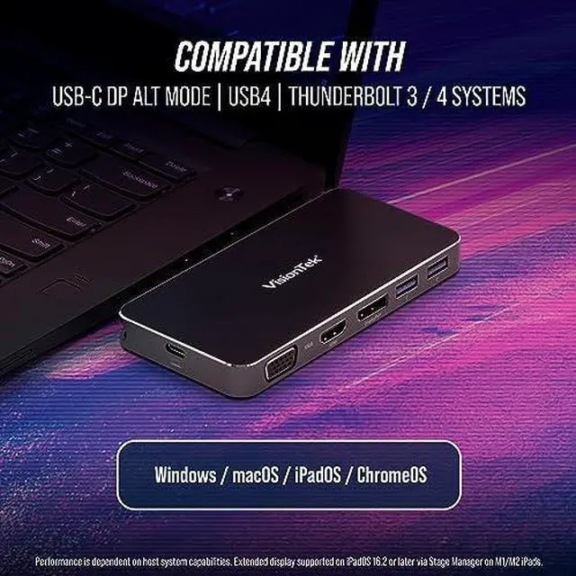 Alt view image 19 of 20 - VisionTek VT400 Dual Display USB-C Docking Station with Power Passthrough 901469