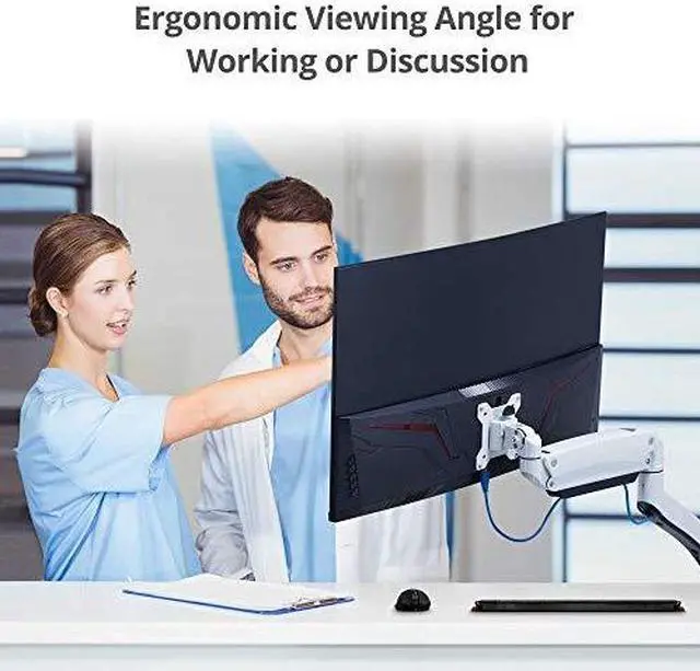 Alt view image 15 of 17 - Siig Mounting Arm For Flat Panel Display Curved Screen Display Monitor - White