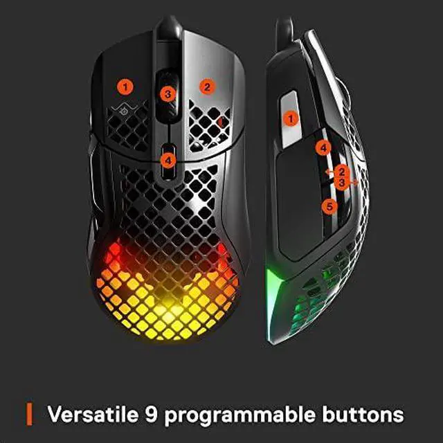 Alt view image 18 of 20 - SteelSeries Aerox 5 Wireless - Lightweight Wireless Gaming Mouse - 18000 CPI -- TrueMove Air Optical Sensor - Ultra-lightweight Water Resistant Design – 180+ Hour Battery Life