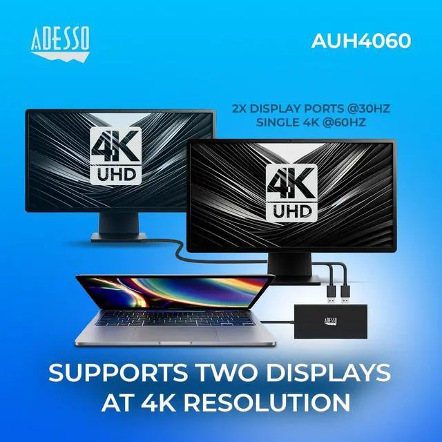 Alt view image 13 of 18 - Adesso 12-in-1 USB-C Multi-Port TAA Compliant Docking Station Black AUH4060