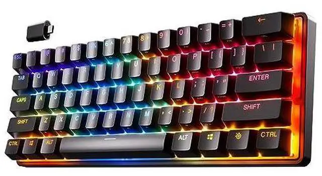 Alt view image 9 of 20 - SteelSeries Apex Pro Mini Wireless Mechanical Gaming Keyboard - World's Fastest Keyboard - Adjustable Actuation - Compact 60% Form Factor - RGB - PBT Keycaps - Bluetooth 5.0 - 2.4GHz - USB-C