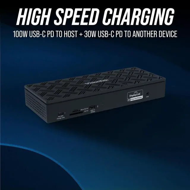 Alt view image 19 of 20 - VisionTek VT8000 Quad Display 4k USB 3.0 & USB-C Docking Station with 100W Power Delivery - for Notebook - 100 W - USB Type C - 4 Displays Supported - 4K - 4096 x 2160 - 4 x USB 3.0 - USB Type-C ...