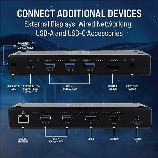 Alt view image 18 of 20 - VisionTek Dual Display 4K Thunderbolt 4 Docking Station w/ 80W Power Delivery